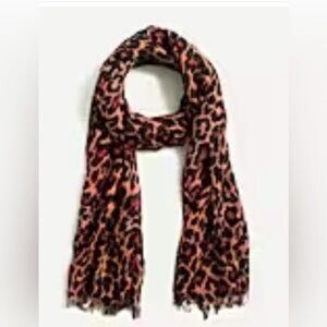 J CREW LEOPARD PRINTED LIGHTWEIGHT WOOL SCARF WRAP#AS270 NWT